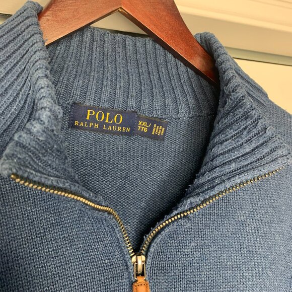 Ralph Lauren Mens Blue Quarter Zip Sweater - Picture 9 of 16